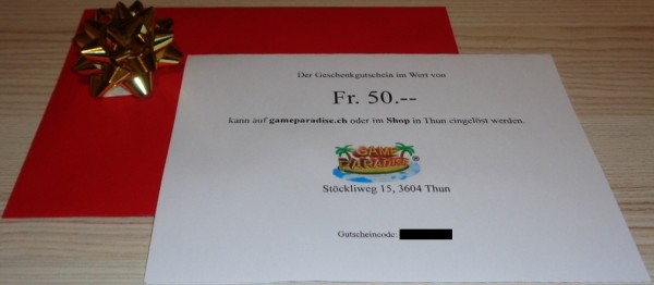 Geschenk-Gutschein Wert Fr. 50