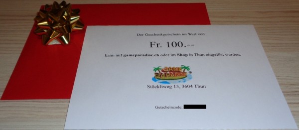 Geschenk-Gutschein Wert Fr. 100